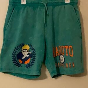Naruto Green Athletic‎ Shorts with Embroidered Design